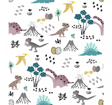 Autocolante para móveis infantis padrão de dinossauros - TenStickers