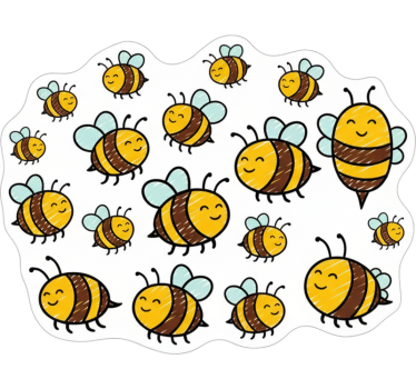Autocolante animal conjunto de abelhinhas fofas - TenStickers