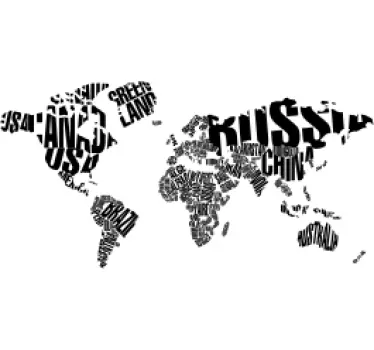 Adesivo de parede mapa mundo com nomes de países - TenStickers