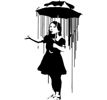 Autocolantes decorativos de arte Menina banksy com guarda-chuva - TenStickers