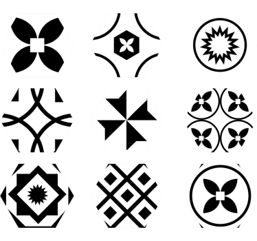 Autocolantes  de padrões abstratos Hexágonos preto e branco - TenStickers