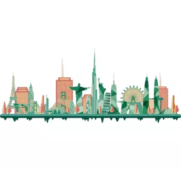 Autocolante de Linha do horizonte Monumentos Famosos - TenStickers