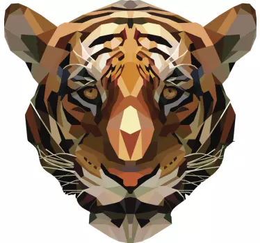 Autocolante animal selvagem rosto de tigre geométrico - TenStickers