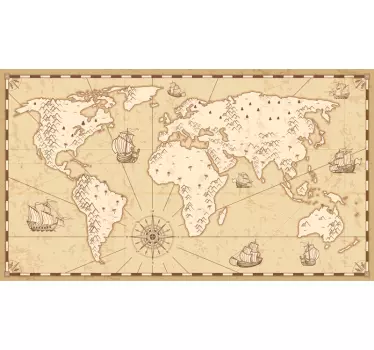 Autocolante decorativo mapa mundo Envelhecido - TenStickers
