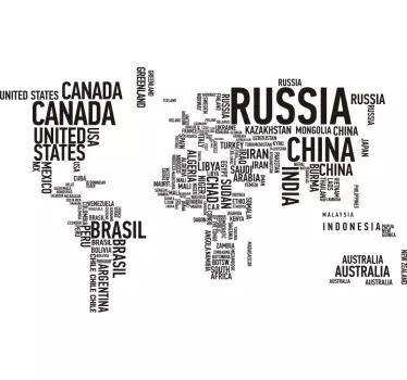 Autocolante de texto Mapa Mundo - TenStickers