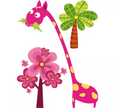 Autocolante decorativo infantil girafa cor de rosa - TenStickers