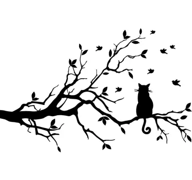 Autocolante para janelas gato na árvore - TenStickers