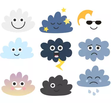 Nuvens com rostos crianças parede arte - TenStickers