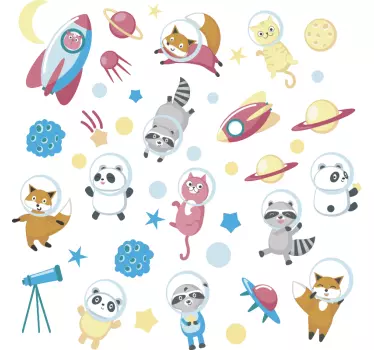 Autocolante para janelas de animais no espaço - TenStickers