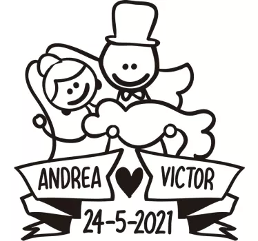 Autocolantes para Casamento Desenho Noivos com Nome - TenStickers