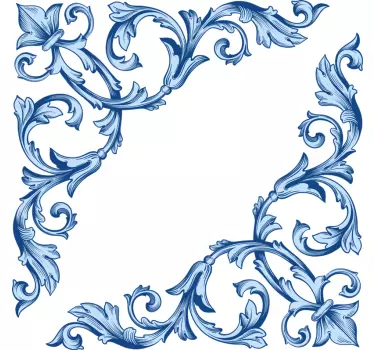 Autocolante para espelho de cantos florais azuis - TenStickers