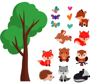 Autocolantes com animais infantis Alegres Animais do Bosque - TenStickers