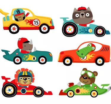 Vinil infantis Carrinhos de Corrida - TenStickers