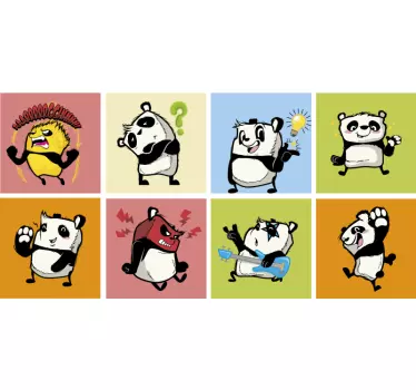 Autocolante decorativo infantil Pandas Brincando - TenStickers