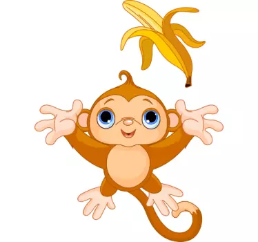 Autocolante infantil macaco e banana - TenStickers