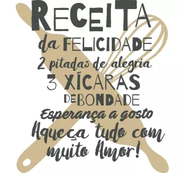 Autocolantes decorativos de casa Receita da Felicidade - TenStickers