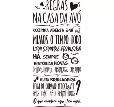 Autocolantes decorativos de lar Regras Na Casa Da Avó - TenStickers