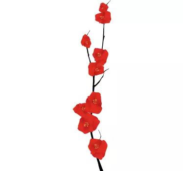 Autocolante decorativo ramo flores vermelhas - TenStickers