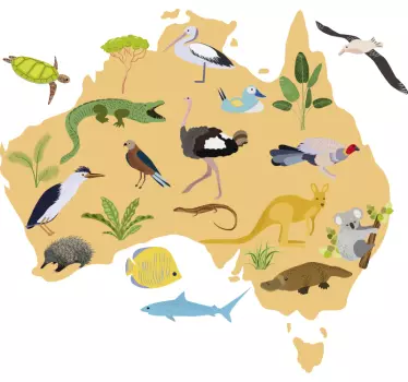 Autocolante mundo Mapa do mundo crianças australiano - TenStickers