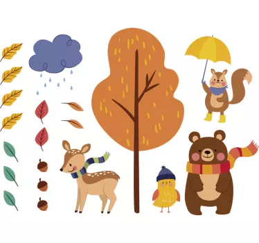 Autocolante decorativo de animais selvagens outono - TenStickers