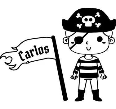 Adesivo de parede infantil pirata personalizável - TenStickers