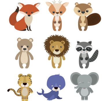 Autocolante para mobília kit animais infantis - TenStickers