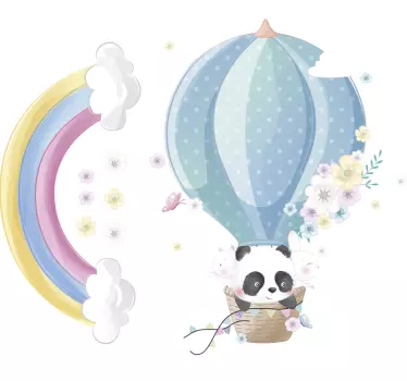 Autocolante decorativo Panda em Balão de Ar Tons de Pastel - TenStickers
