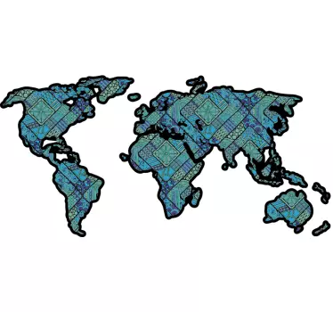 Autocolante decorativo mapa mundo étnico - TenStickers