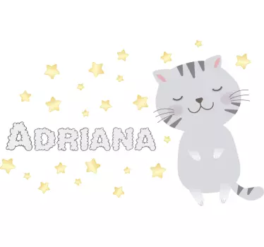 Vinil decorativo gatinha com nome - TenStickers