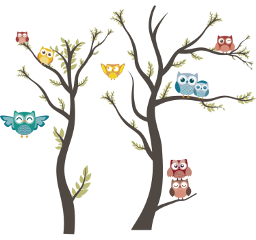 Vinil decorativo de animais selvagens Corujas tons pastel  - TenStickers