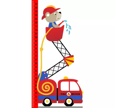 Autocolante decorativo medidor de altura ursinho bombeiro - TenStickers