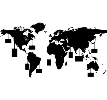Autocolante decorativo mapa mundo com fotos - TenStickers