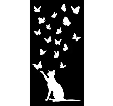Vinil autocolante decorativo para janelas Gato borboletas - TenStickers