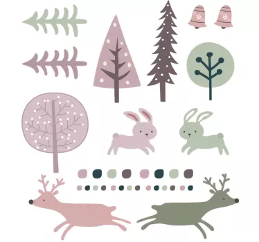 Autocolante infantil natureza estilo nórdico - TenStickers