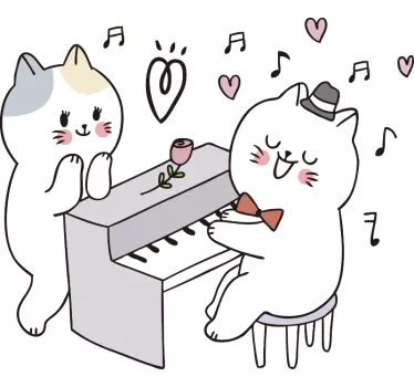  Vinil decorativo de música Gato tocando piano - TenStickers