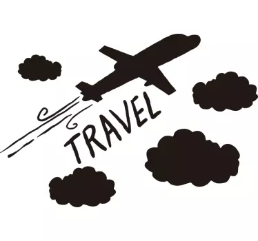 Autocolantes decorativos de ilustrações Avião com nuvens - TenStickers