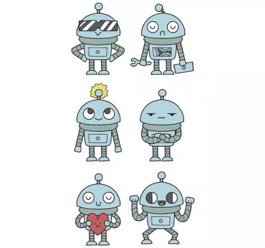 Autocolante decorativo infantil kit de robots - TenStickers