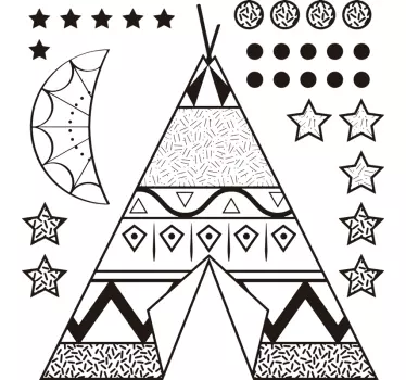 Autocolante infantil nórdico tenda sobre as estrelas - TenStickers