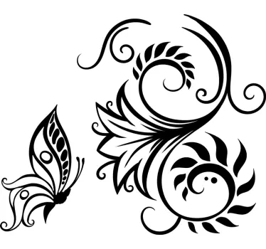Autocolante com borboletas Flor elegante com borboletas - TenStickers
