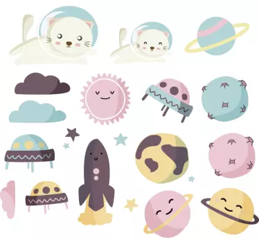 Autocolante do espaço planetas animados - TenStickers
