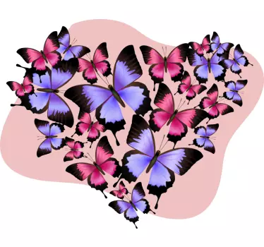 Vinil decorativo do amor coração de borboletas - TenStickers