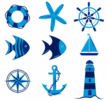 Vinil decorativo marítimo infantil Elementos náuticos - TenStickers
