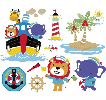 Autocolantes decorativos de ilustrações Veleiro, farol e âncora - TenStickers