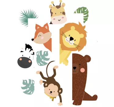 Autocolante de vinil para portas animais infantis - TenStickers