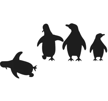 Vinil autocolante decorativo para portas Pinguim a cair - TenStickers