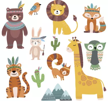 Autocolante de ilustrações animais da selva Fun - TenStickers