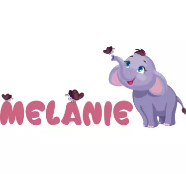 Vinil autocolante infantil com nome Elefante bebé - TenStickers