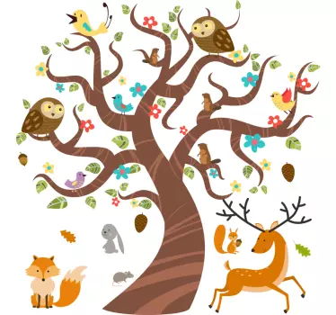 Autocolante infantil Animais em árvore - TenStickers