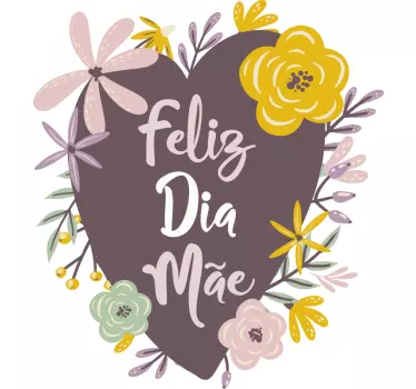 Vinil para montras Coração Feliz Dia Mãe - TenStickers