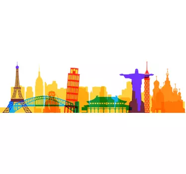 Autocolante decorativo de Linha do horizonte Mundo em aquarela - TenStickers